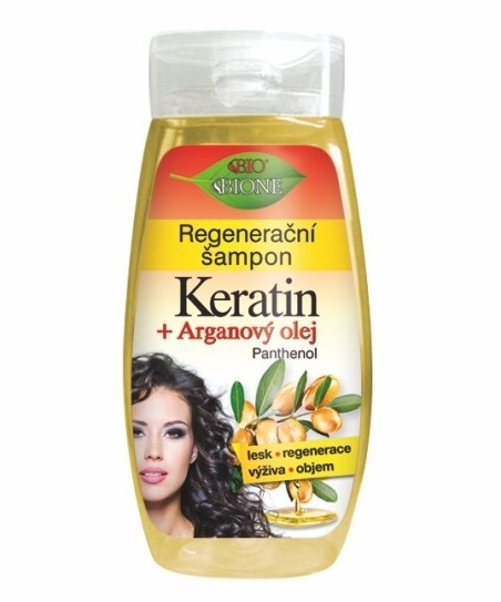 Bione Cosmetics Regeneračný šampón Keratin   Arganový olej s panthenolom 260 ml