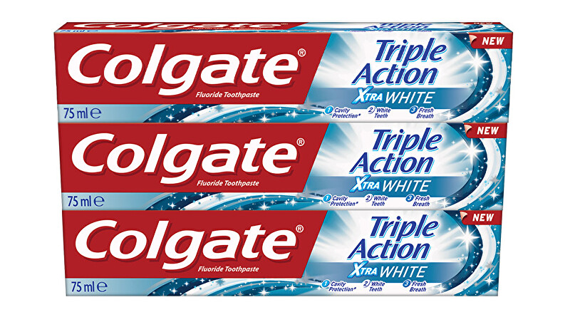 Colgate Bieliaca zubná pasta Triple Action White 3 x 75 ml
