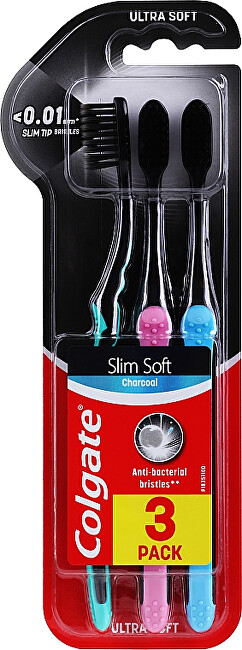 Colgate Zubná kefka s aktívnym uhlím Colgate Slim Ultra Soft Charcoal 3 ks