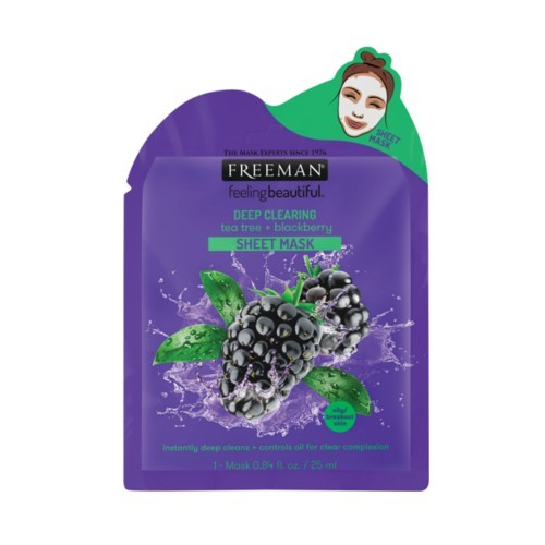 Freeman Hĺbkovo čistiaca látková maska Tea Tree a ostružina (Deep Clearing Mask) 25 ml