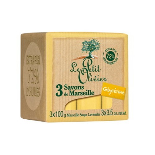 Le Petit Olivier Marseillské mydlo s glycerínom (Marseille Soaps) 3 x 100 g
