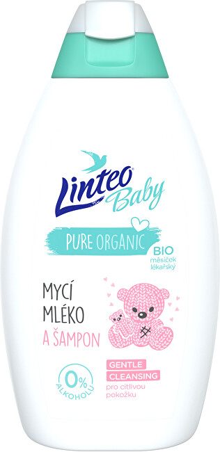 Linteo Detské umývací mlieko a šampón s Bio nechtíkom lekárskym Baby 425 ml