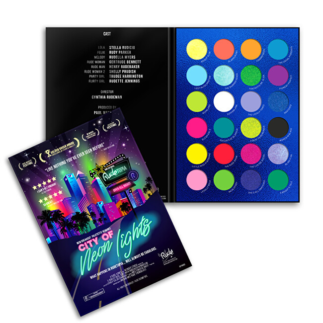 RUDE® Cosmetics Paletka očných tieňov City of Neon Light s 36 g