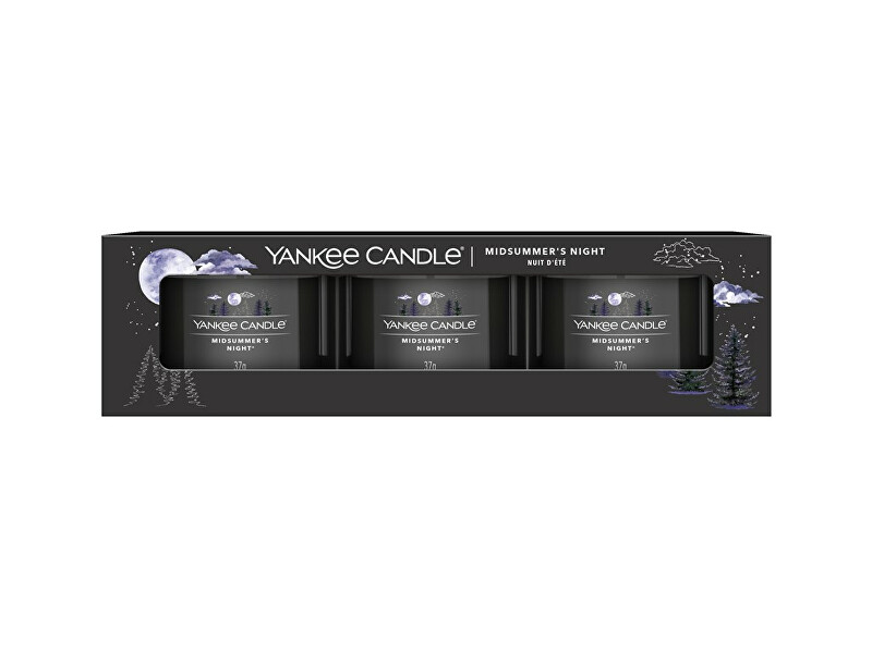 Yankee Candle Sada votívnych sviečok v skle Midsummer`s Night 3 x 37 g
