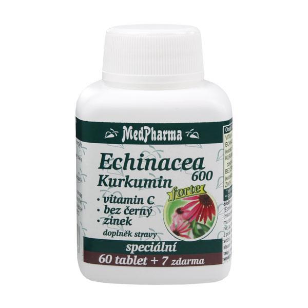 MedPharma Echinacea 600 Forte   kurkumín   vitamín C   baza čierna   zinok 60 tbl.   7 tbl. ZD ARMA