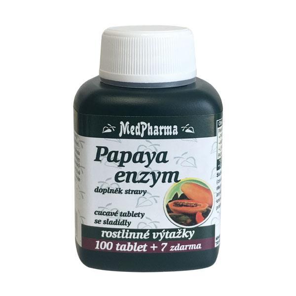 MedPharma Papaya enzým - cmúľanie pastilky bez cukru s príchuťou broskyne 100 tbl.   7 tbl. ZD ARMA