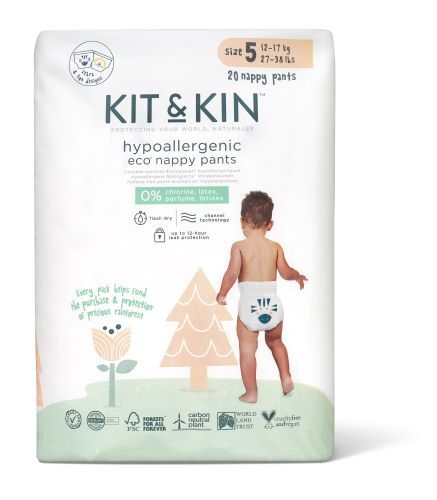 Kit & Kin Kit & Kin ekologickej plienkové nohavičky (pull-ups), veľkosť 5 (20 ks), 12 - 17 kg