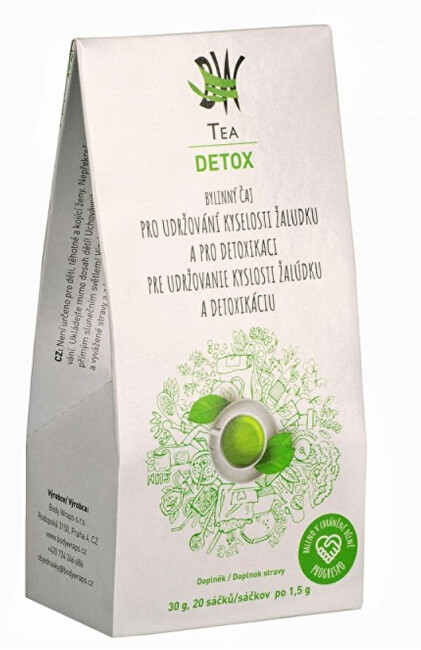 Body Wraps Tea BW Tea Detox - Bylinný čaj pre detoxikáciu organizmu a udržovanie kyslosti žalúdka 20 vrecúšok