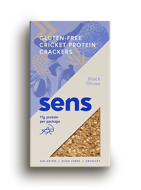 SENS SENS Protein bezlepkové krekery s cvrčky múkou - Čierne olivy 50 g