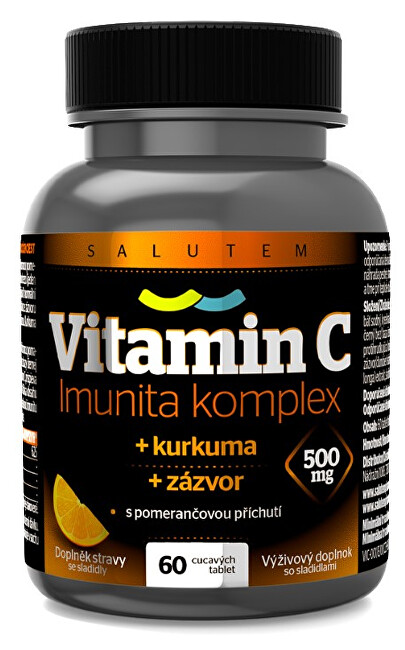 SALUTEM Pharma Vitamín C 500 mg Imunita kurkuma   zázvor tbl.60 s pomarančovou príchuťou