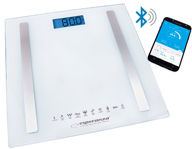 Esperanza Osobné elektronická a diagnostická váha 8v1 s bluetooth B fit Scale - biela