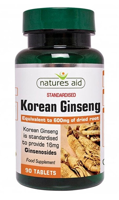 Natures Aid Kórejský ženšen pravý - extrakt 40 mg, 90 tabliet