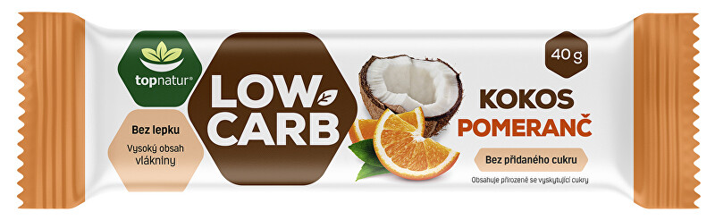 Topnatur LOW CARB tyčinka Kokos & Pomaranč 40 g