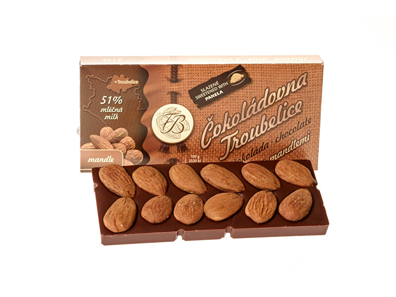 Čokoládovna Troubelice Mliečna čokoláda s mandľami 51% 55 g