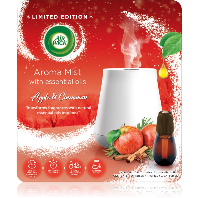 Air Wick Aroma Mist Magic Winter Apple  Cinnamon aróma difuzér s náplňou  batérie White Difuser 20 ml