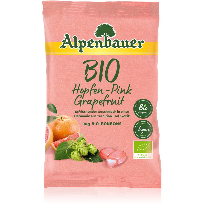 Alpenbauer BIO Chmeľ – ružový grapefruit cukríky v BIO kvalite 90 g