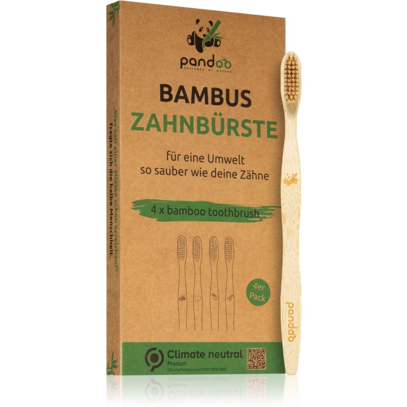 Pandoo Bamboo Toothbrush bambusová zubná kefka Medium Soft 4 ks