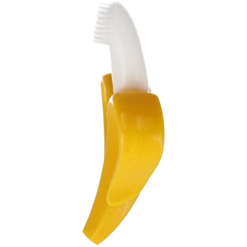 Bam-Bam Teether silikónová zubná kefka s hryzadielkom 4m Banan 1 ks
