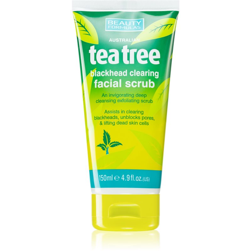 Beauty Formulas Tea Tree čistiaci pleťový peeling pre problematickú pleť 150 ml