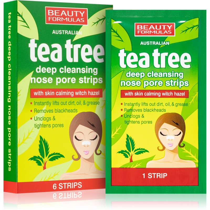 Beauty Formulas Tea Tree čistiaca náplasť na zanesené póry na nose 6 ks
