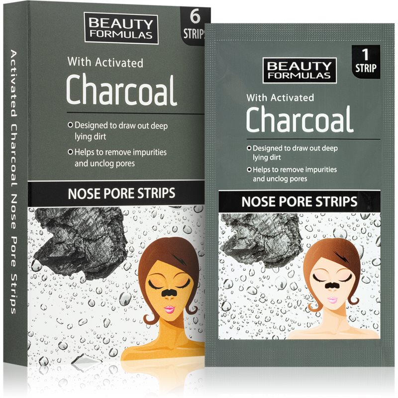 Beauty Formulas Charcoal čistiaca náplasť na zanesené póry na nose 6 ks