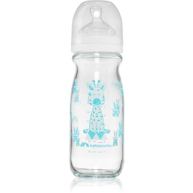 Bebeconfort Emotion Glass White dojčenská fľaša Giraffe 0-12 m 270 ml