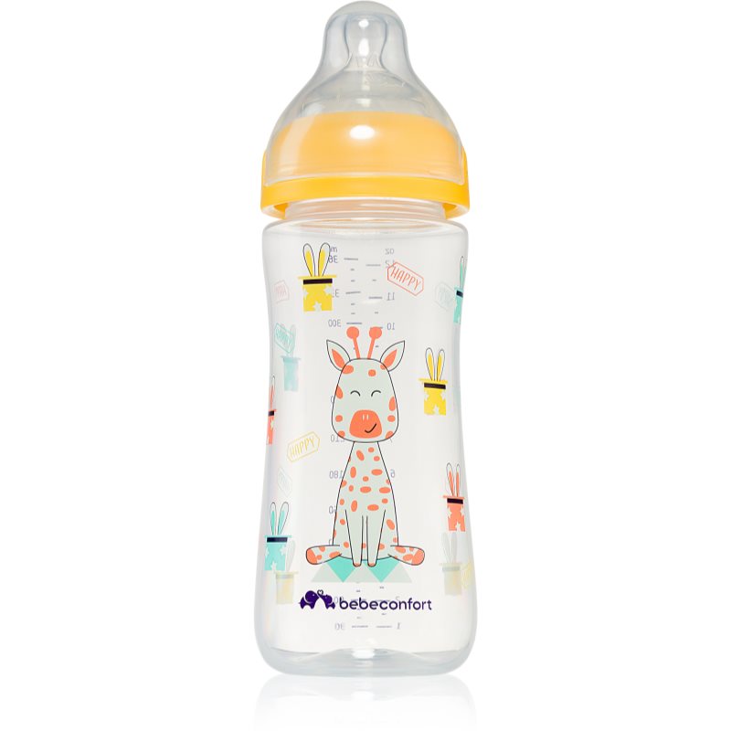 Bebeconfort Emotion Yellow dojčenská fľaša Giraffe 6 m 360 ml