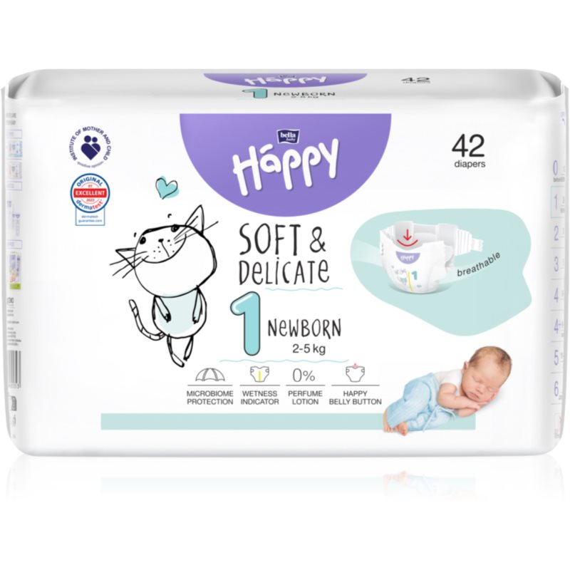 BELLA Baby Happy SoftDelicate Size 1 Newborn jednorazové plienky 2-5 kg 42 ks