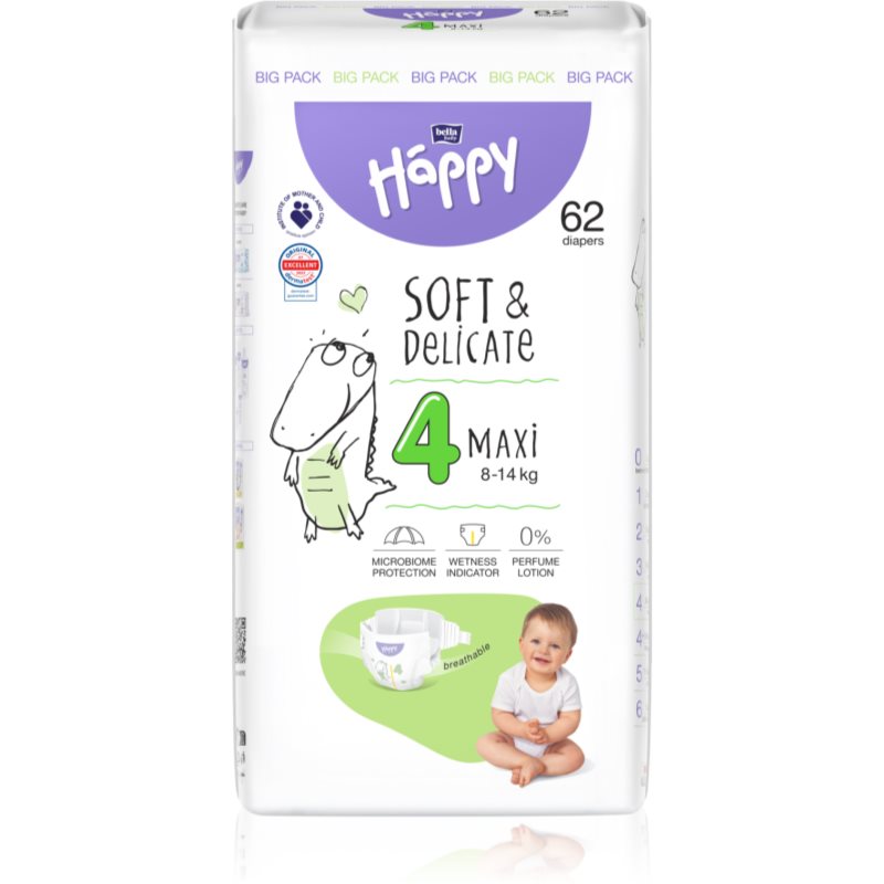 BELLA Baby Happy SoftDelicate Size 4 Maxi jednorazové plienky 8-14 kg 62 ks