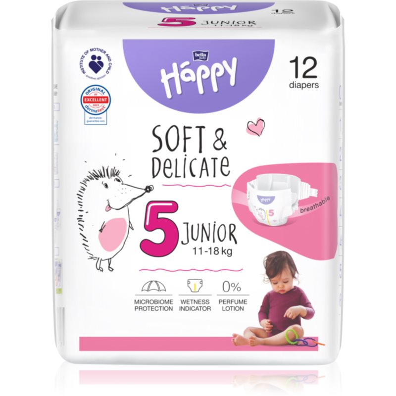 BELLA Baby Happy SoftDelicate Size 5 Junior jednorazové plienky 11-18 kg 12 ks
