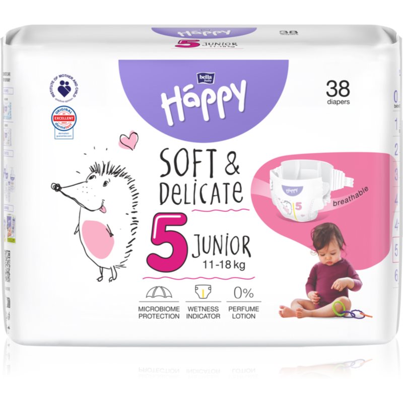 BELLA Baby Happy SoftDelicate Size 5 Junior jednorazové plienky 11-18 kg 38 ks