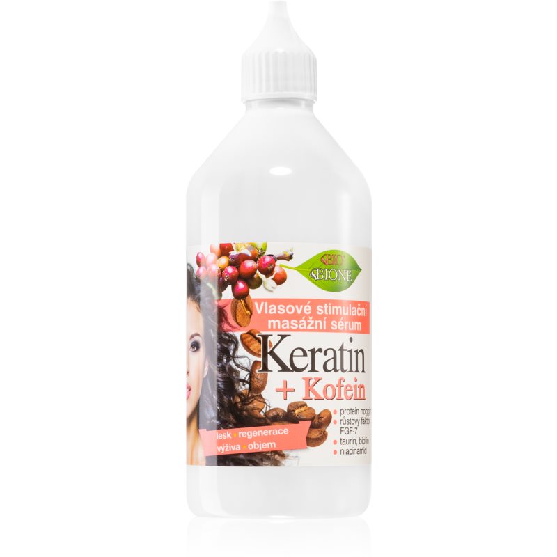 Bione Cosmetics Keratin  Kofein sérum pre rast vlasov a posilnenie od korienkov 215 ml
