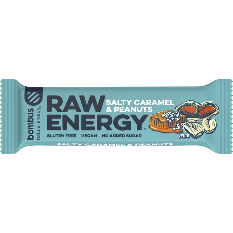 Bombus Raw Energy ovocná tyčinka príchuť Salty Caramel  Peanuts 50 g