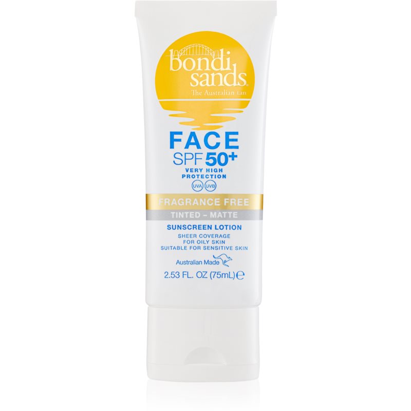 Bondi Sands SPF 50 Face Fragrance Free ochranný tónovací krém na tvár pre matný vzhľad SPF 50 75 ml