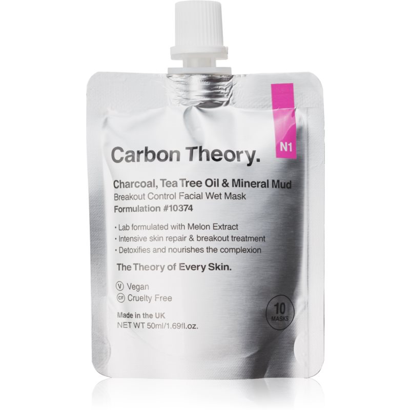 Carbon Theory Charcoal, Tea Tree Oil  Mineral Mud intenzívna regeneračná maska pre problematickú pleť, akné 50 ml