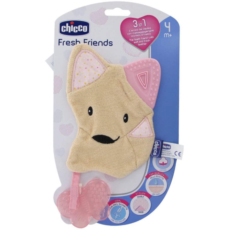 Chicco Fresh Friends Teething Cuddly Toy uspávačik s hryzadielkom Girl 1 ks