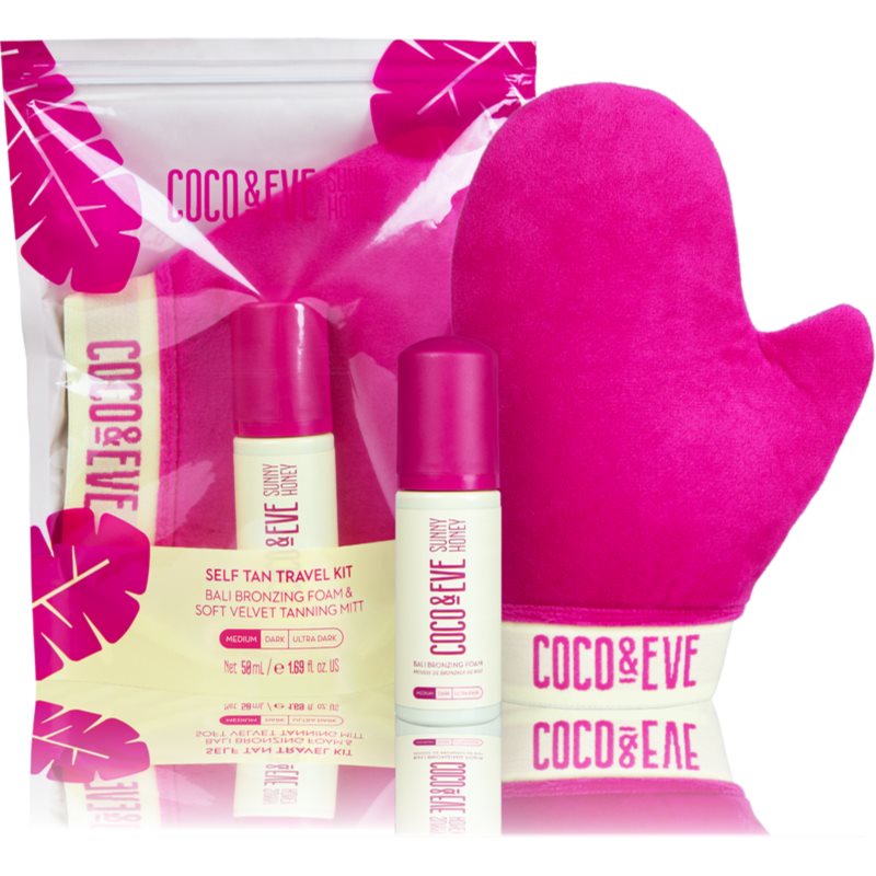 Coco  Eve Sunny Honey Ultimate Glow Travel Kit samoopaľovacia pena s aplikačnou rukavicou Medium 60 ml