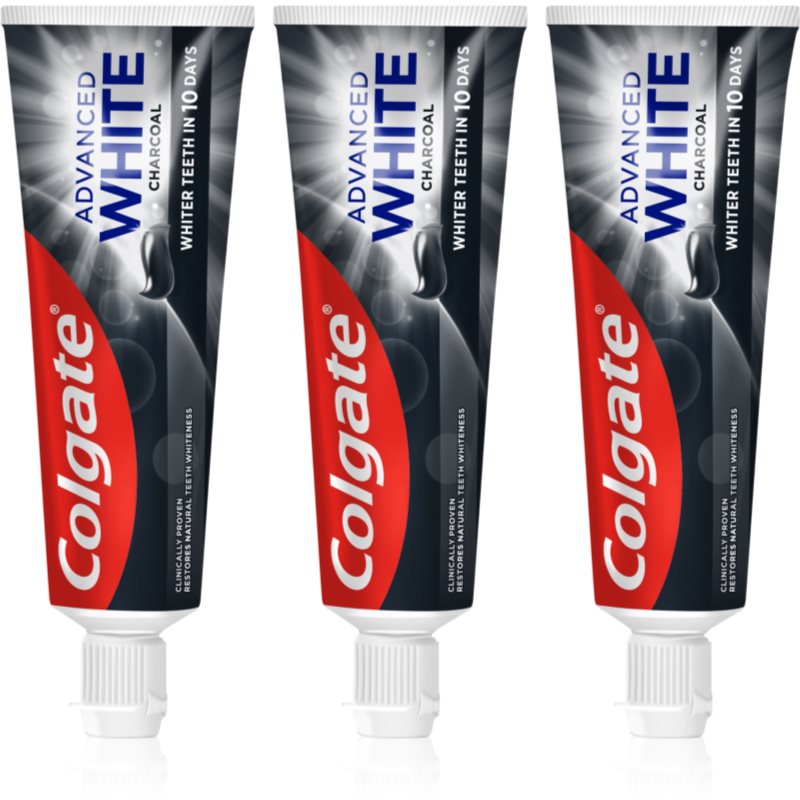 Colgate Advanced White bieliaca zubná pasta s aktívnym uhlím 3x75 ml
