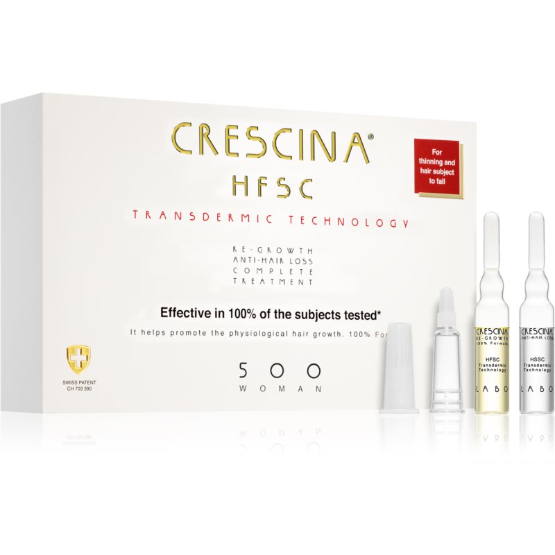 Crescina Transdermic 500 Re-Growth and Anti-Hair Loss starostlivosť pre podporu rastu a proti vypadávaniu vlasov pre ženy 20x3,5 ml