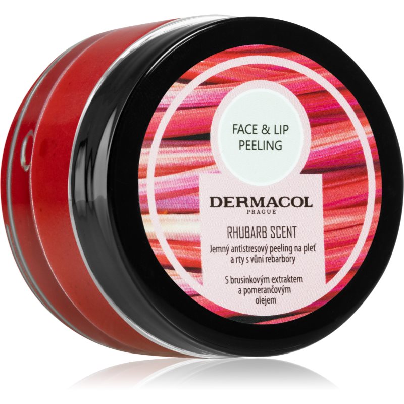 Dermacol Face  Lip Peeling Rhubarb cukrový peeling na pery a líca 50 ml