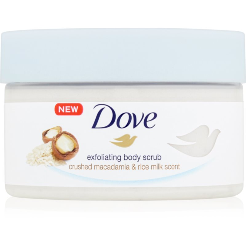 Dove Exfoliating Body Scrub Crushed Macadamia  Rice Milk vyživujúci telový peeling 225 ml