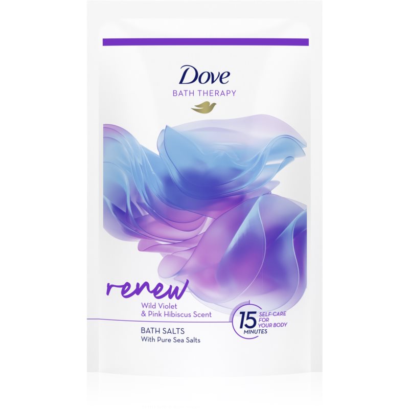 Dove Bath Therapy Renew soľ do kúpeľa Wild Violet  Pink Hibiscus 400 g