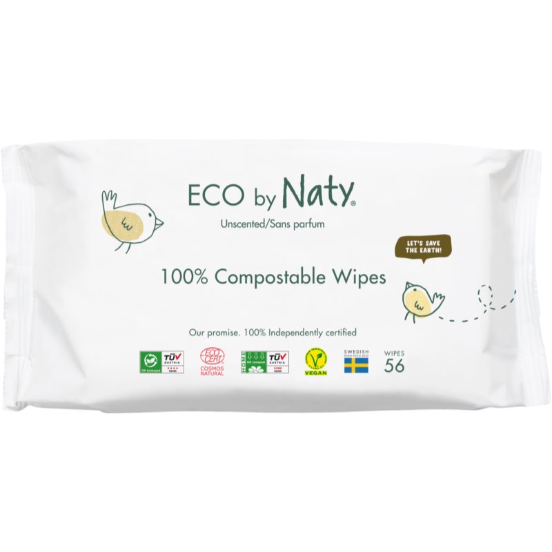 ECO by Naty Unscented 100  percent Compostable Wipes vlhčené obrúsky pre deti 56 ks