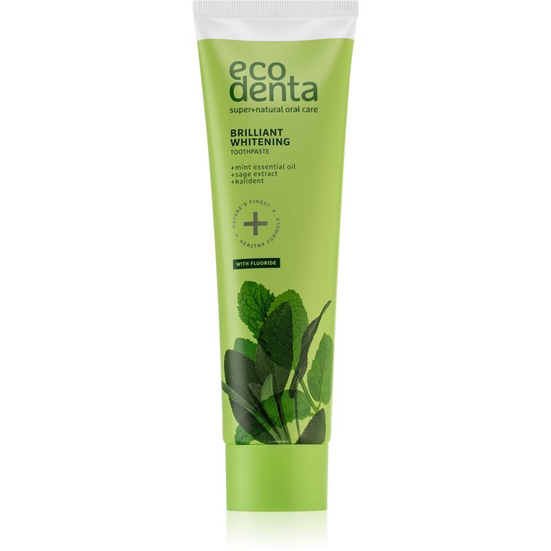 Ecodenta Green Brilliant Whitening bieliaca zubná pasta s fluoridom pre svieži dych Mint Oil  Sage Extract  100 ml