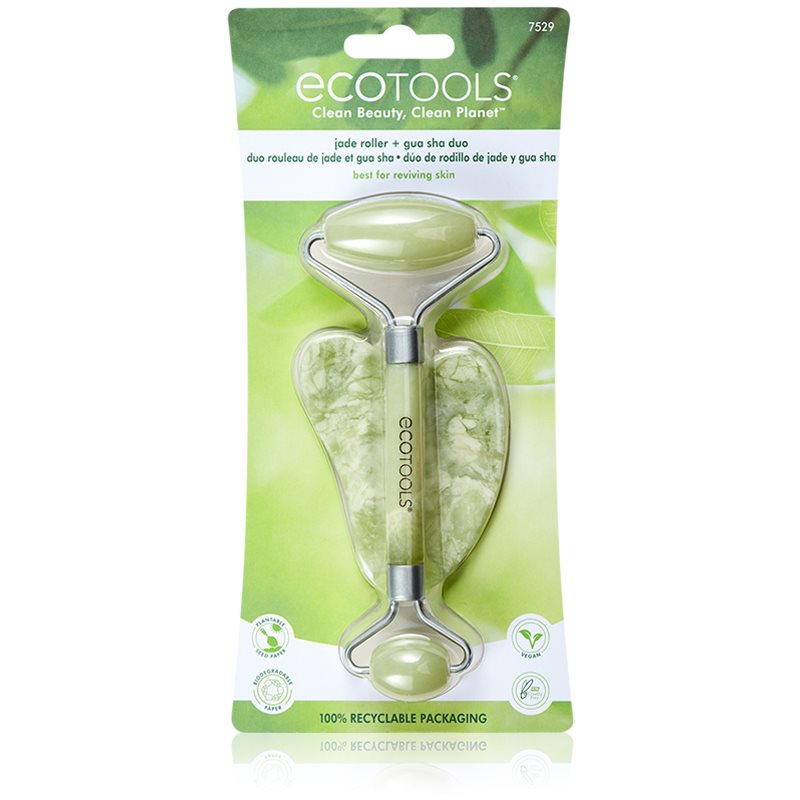 EcoTools Jade Roller  Gua Sha masážny valček na tvár a masážna pomôcka 2 ks