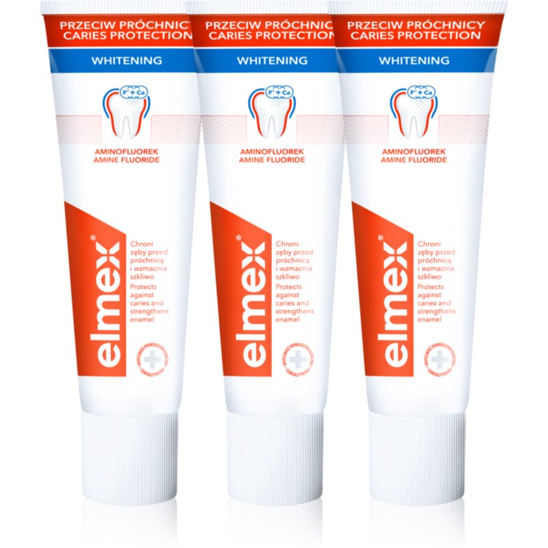 Elmex Caries Protection Whitening bieliaca zubná pasta s fluoridom 3x75 ml