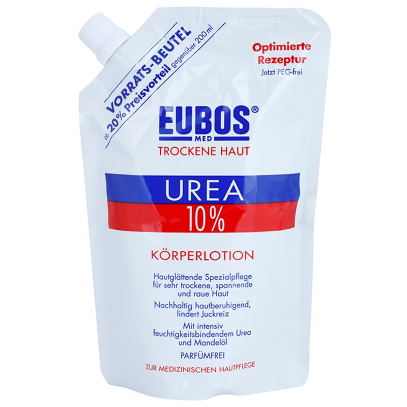 Eubos Dry Skin Urea 10 percent hydratačné telové mlieko pre suchú a svrbiacu pokožku náhradná náplň 400 ml