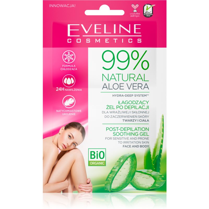 Eveline Cosmetics 99 percent Natural Aloe Vera upokojujúci gél po depilácií 2x5 ml