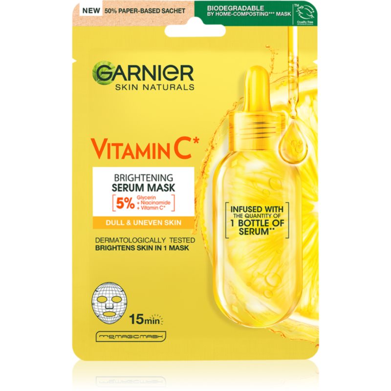 Garnier Skin Naturals Vitamin C plátenná maska s rozjasňujúcim a hydratačným účinkom s vitamínom C 28 g