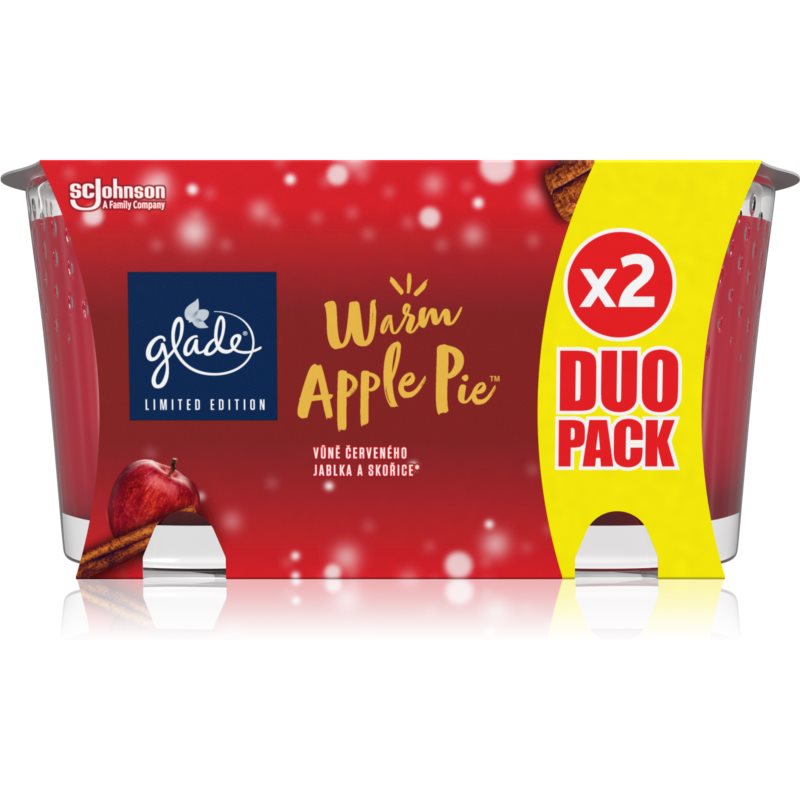 GLADE Warm Apple Pie vonná sviečka duo vône Apple, Cinnamon, Baked Crisp 2x129 g